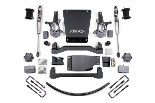 07-13 Chevrolet Silverado 1500 - GMC Sierra 1500 4WD 6 Inch Lift Kit, 4.5 Inch Rear Lift, Block and Add-A-Leaf, NX2 Nitro Series Shocks BDS Suspension