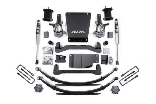 07-13 Chevrolet Silverado 1500 - GMC Sierra 1500 4WD 6 Inch Lift Kit, 5 Inch Rear Lift, Leaf Spring, Fox 2.0 IFP Performance Series Shocks BDS Suspension