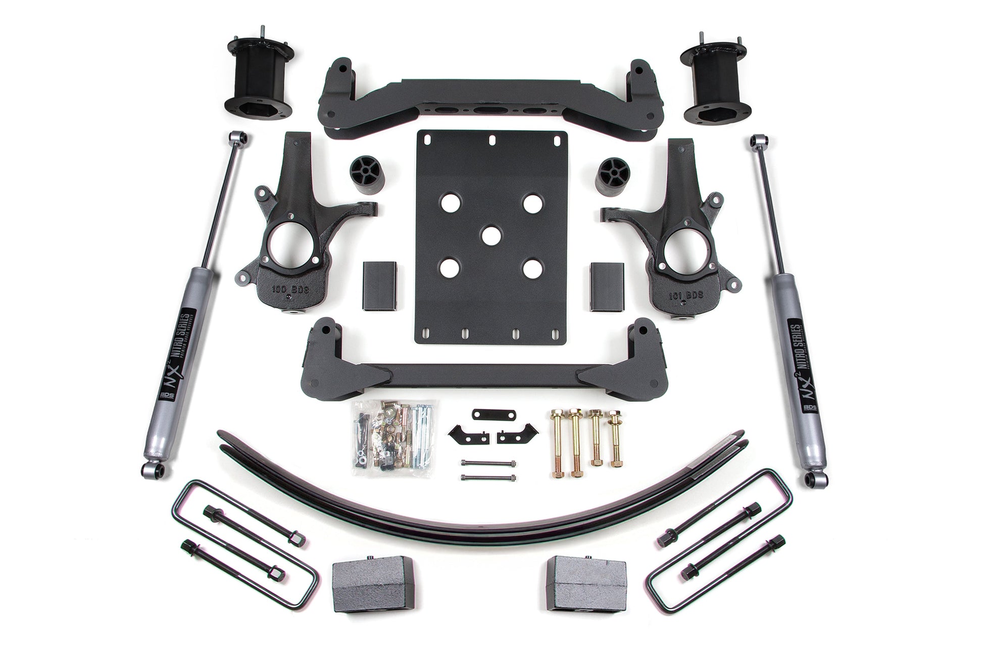 07-13 Chevrolet Silverado 1500 - GMC Sierra 1500 2WD 6 Inch Lift Kit, 4.5 Inch Rear Lift, Block and Add-A-Leaf, Fox 2.0 IFP Performance Series Shocks BDS Suspension
