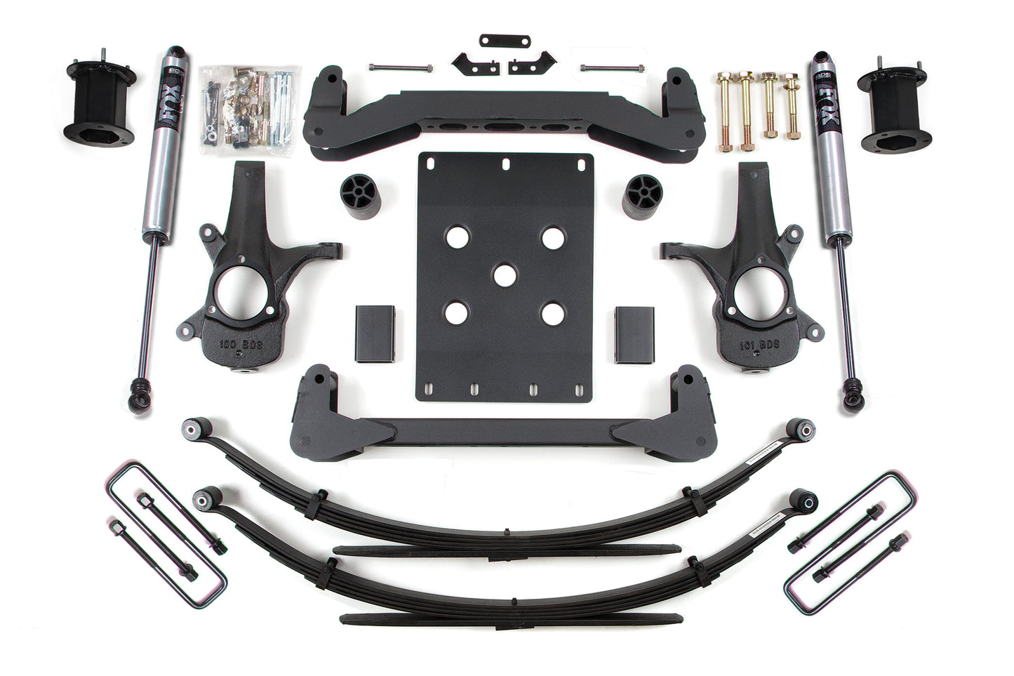 07-13 Chevrolet Silverado 1500 - GMC Sierra 1500 2WD 6 Inch Lift Kit, 5 Inch Rear Lift, Leaf Spring, Fox 2.0 IFP Performance Series Shocks BDS Suspension