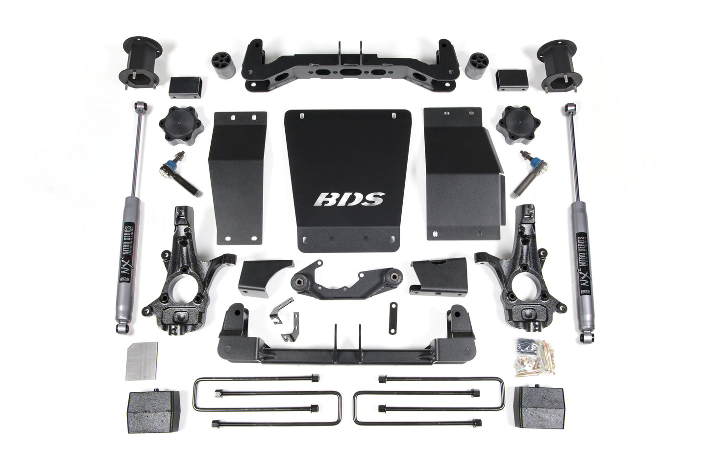 14-18 Chevrolet Silverado 1500 - GMC Sierra 1500 4WD 4.5 Inch Lift Kit (Cast Steel), 3 Inch Rear Lift, Block, NX2 Nitro Series Shocks BDS Suspension