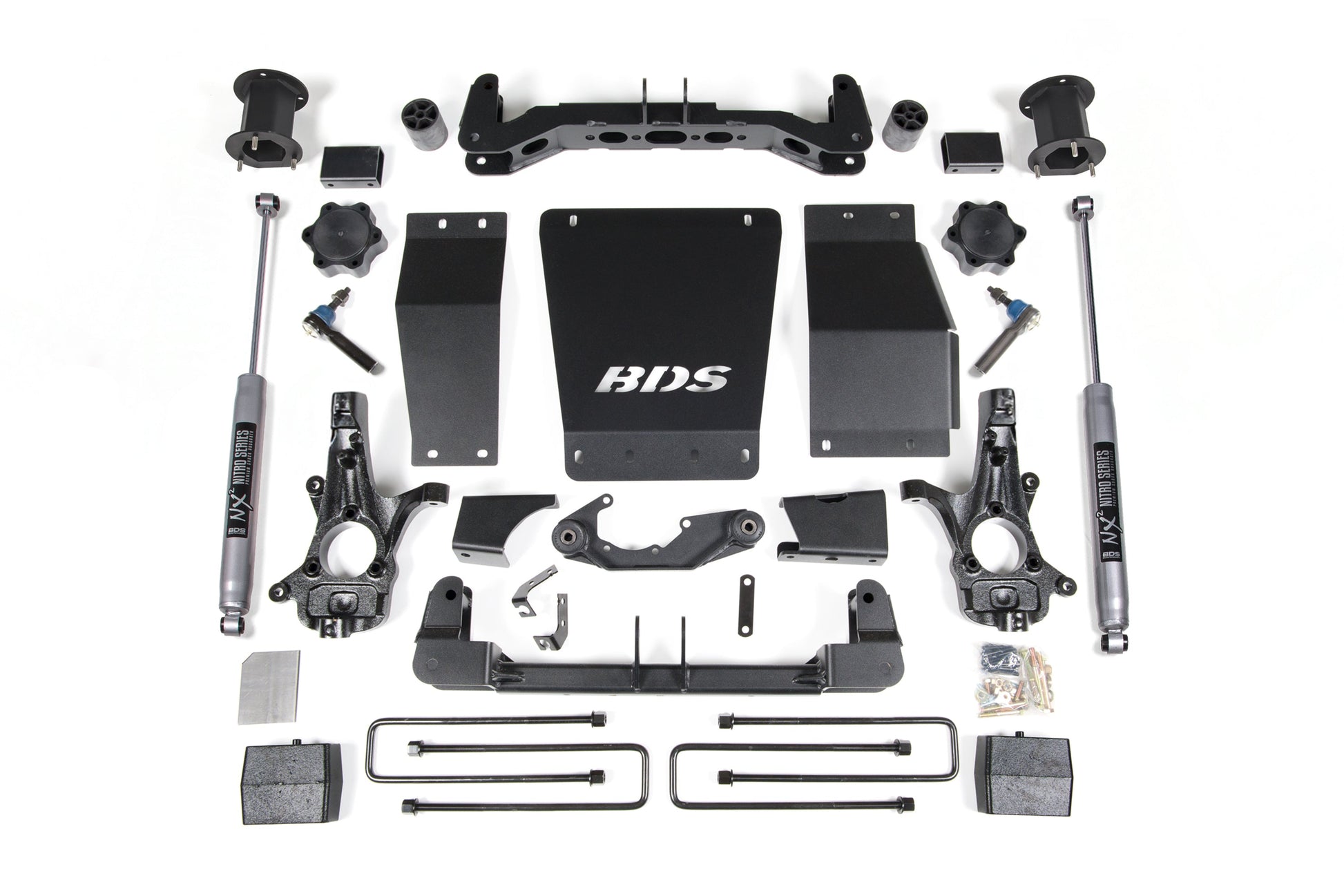 14-18 Chevrolet Silverado 1500 - GMC Sierra 1500 4WD 4.5 Inch Lift Kit (Cast Steel), 3 Inch Rear Lift, Block, NX2 Nitro Series Shocks BDS Suspension