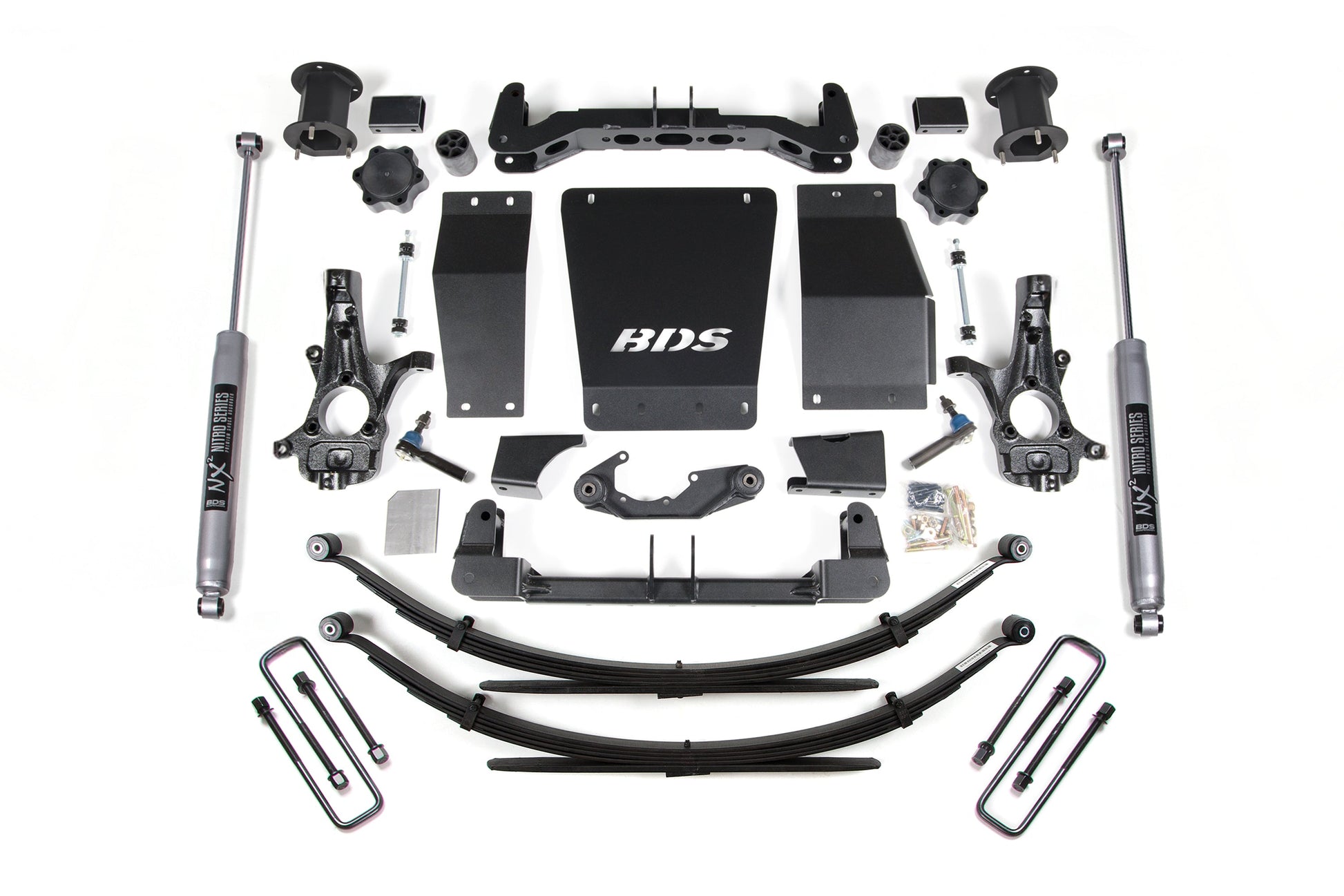 14-18 Chevrolet Silverado 1500 - GMC Sierra 1500 4WD 4.5 Inch Lift Kit (Cast Steel), 4 Inch Rear Lift, Leaf Springs, NX2 Nitro Series Shocks BDS Suspension
