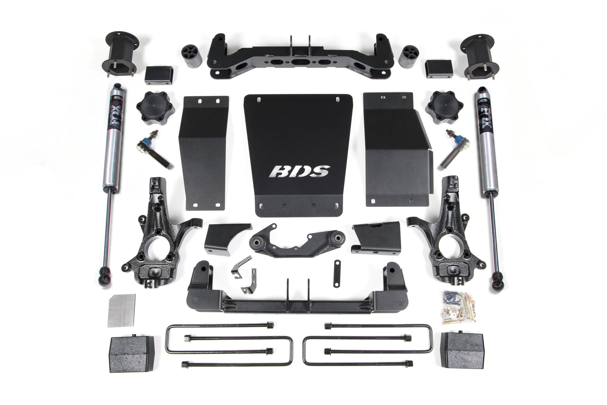 14-18 Chevrolet Silverado 1500 - GMC Sierra 1500 4WD 4.5 Inch Lift Kit (Aluminum / Stamped Steel), 3 Inch Rear Lift, Block, Fox 2.0 IFP Performance Series Shocks BDS Suspension