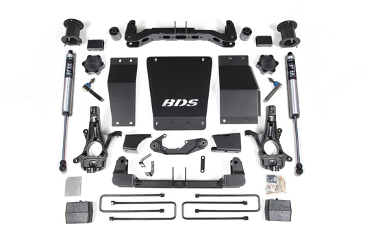 14-18 Chevrolet Silverado 1500 - GMC Sierra 1500 4WD 4.5 Inch Lift Kit (Aluminum / Stamped Steel), 3 Inch Rear Lift, Block, Fox 2.0 IFP Performance Series Shocks BDS Suspension