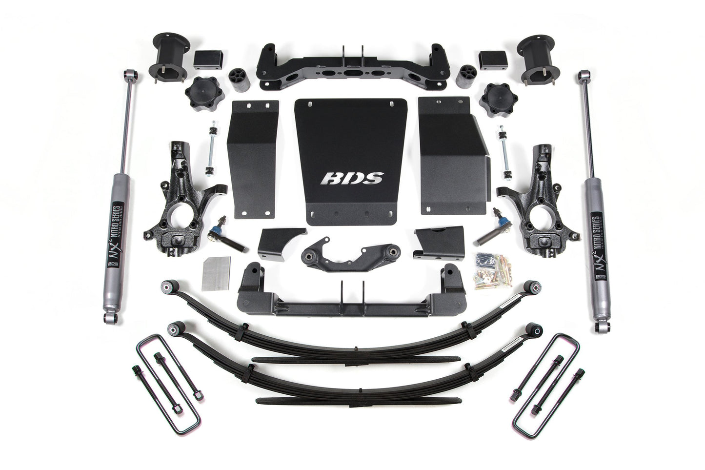 14-18 Chevrolet Silverado 1500 - GMC Sierra 1500 4WD 4.5 Inch Lift Kit (Aluminum / Stamped Steel), 4 Inch Rear Lift, Leaf Springs, NX2 Nitro Series Shocks BDS Suspension
