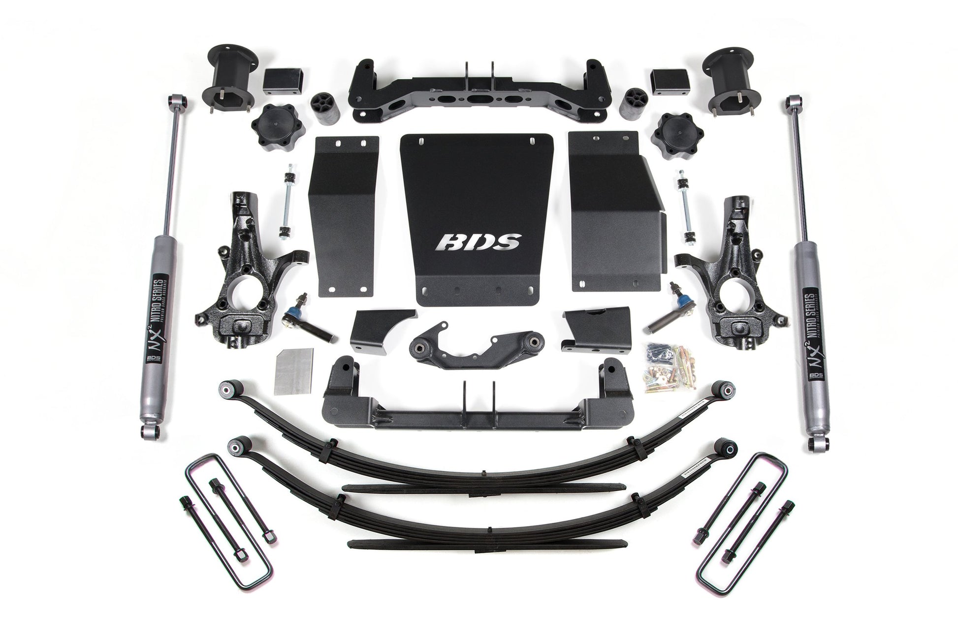 14-18 Chevrolet Silverado 1500 - GMC Sierra 1500 4WD 4.5 Inch Lift Kit (Aluminum / Stamped Steel), 4 Inch Rear Lift, Leaf Springs, NX2 Nitro Series Shocks BDS Suspension