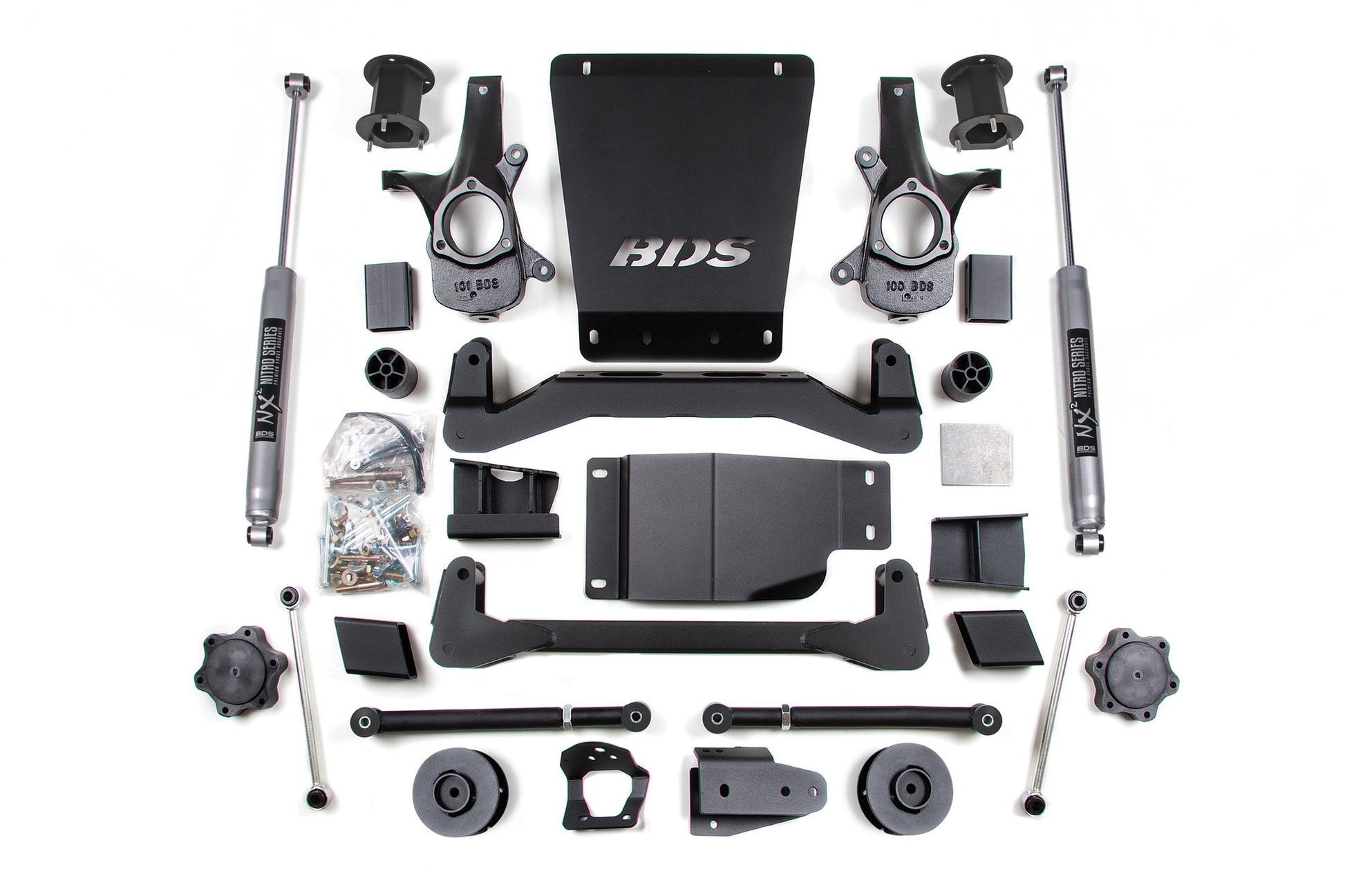 07-14 Chevrolet SUV - GMC SUV 4WD 4.5 Inch Lift Kit, 2 Inch Rear Lift, Spacer, NX2 Nitro Series Shocks BDS Suspension