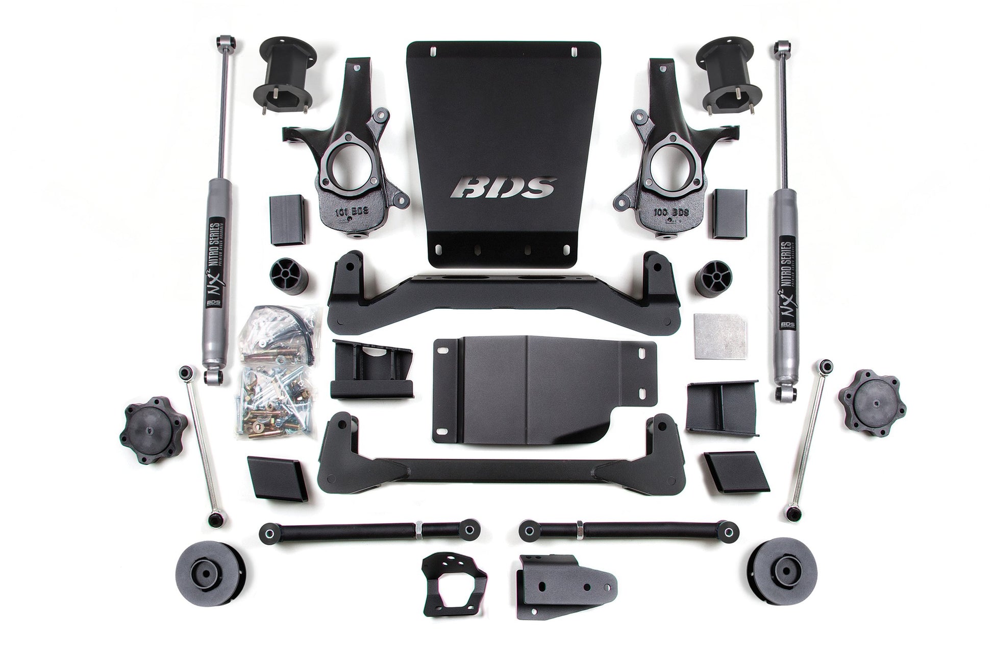 07-14 Chevrolet SUV - GMC SUV 4WD 4.5 Inch Lift Kit, 3 Inch Rear Lift, Spacer, NX2 Nitro Series Shocks BDS Suspension