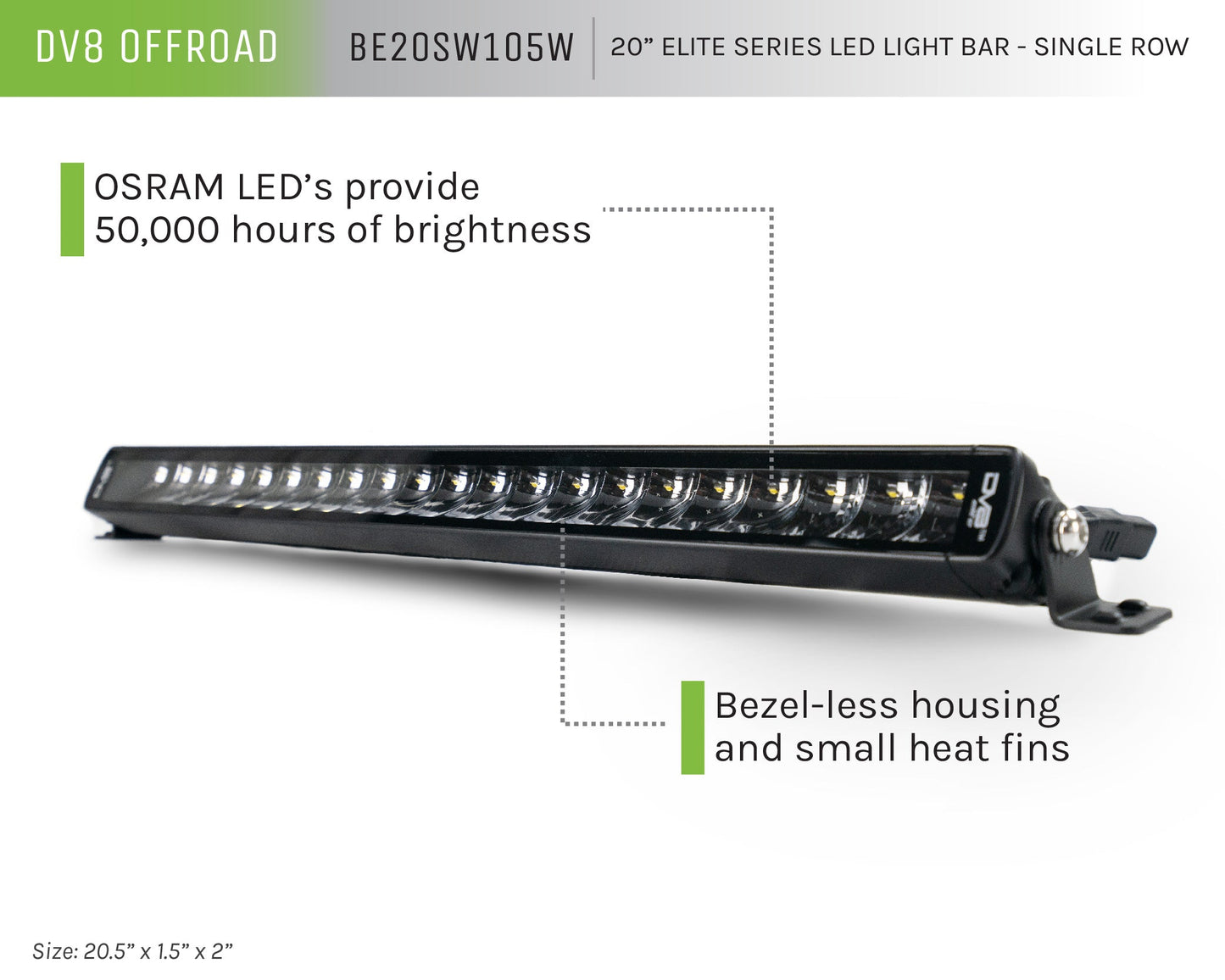 20 Inch Elite Series Led Light Bar Single Row DV8 Offroad
