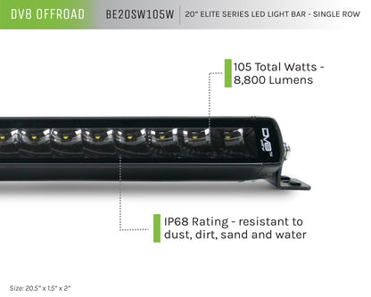 20 Inch Elite Series Led Light Bar Single Row DV8 Offroad-2