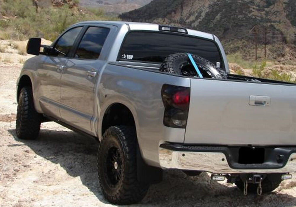 Gloss Black Bed Mounted Tire Carrier with Black Strap NFab