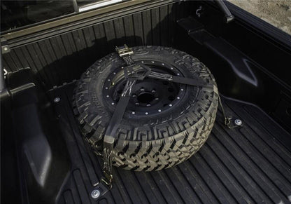 Gloss Black Bed Mounted Rapid Strap Tire Carrier with Black Strap NFab-1