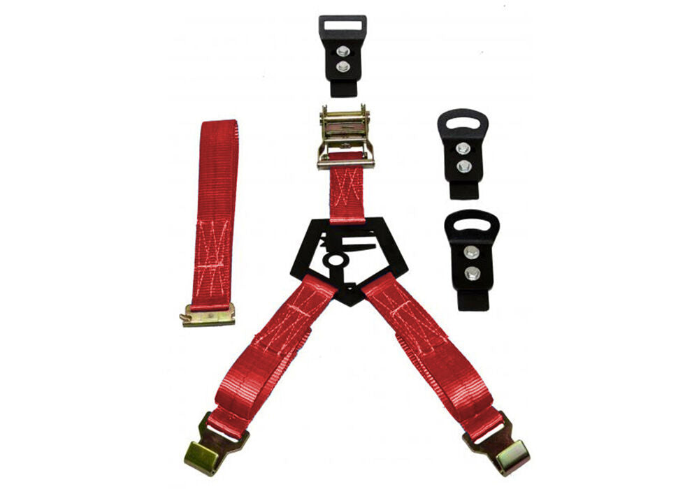Gloss Black Bed Mounted Rapid Strap Tire Carrier with Red Strap NFab