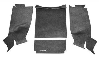 Jeep 76-80 Cj-7 RR Kit W/Gussets 4Pc Floor Kit (Inc Tlgte & Cargo Lnr) Floor Liner Kit 4 pc. Rear Kit Incl. Driver Left Hand Panel Passenger Right HandPanel Tailgate Cargo Liner w/Gussets Charcoal BedRug-4