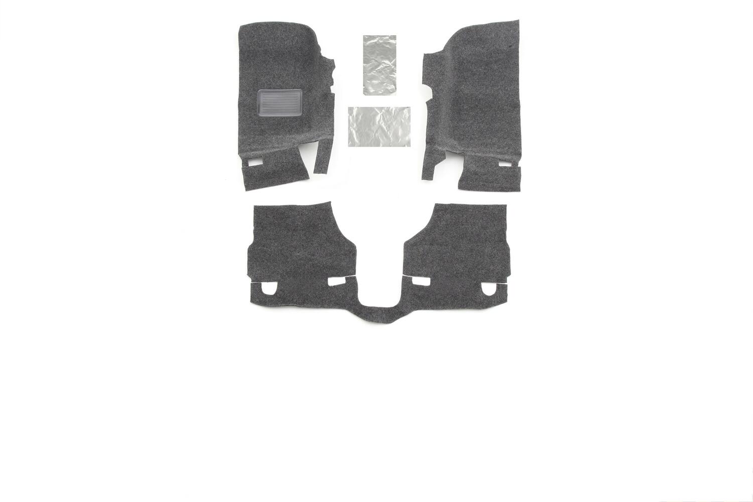 Jeep 07-10 Jeep JK 2Dr Front 3Pc Floor Kit (Includes Heat Shields) Floor Liner Kit 3 pc. 2 pc. Front 1 pc. Rear Replaces Factory Carpet Kit Charcoal BedRug-3