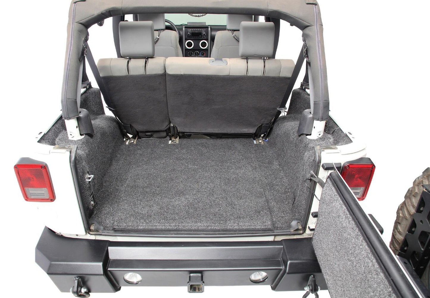 Jeep 07-10 Jeep JK 2Dr Rear 5Pc Cargo Kit (Includes Tailgate & Tub Liner) Cargo Kit 5 pc. Rear Kit Incl. Drivers Wheel Well/ Passengers Wheel Well/ Rear Cargo Floor/ Tailgate And Tub Liner Charcoal BedRug-1