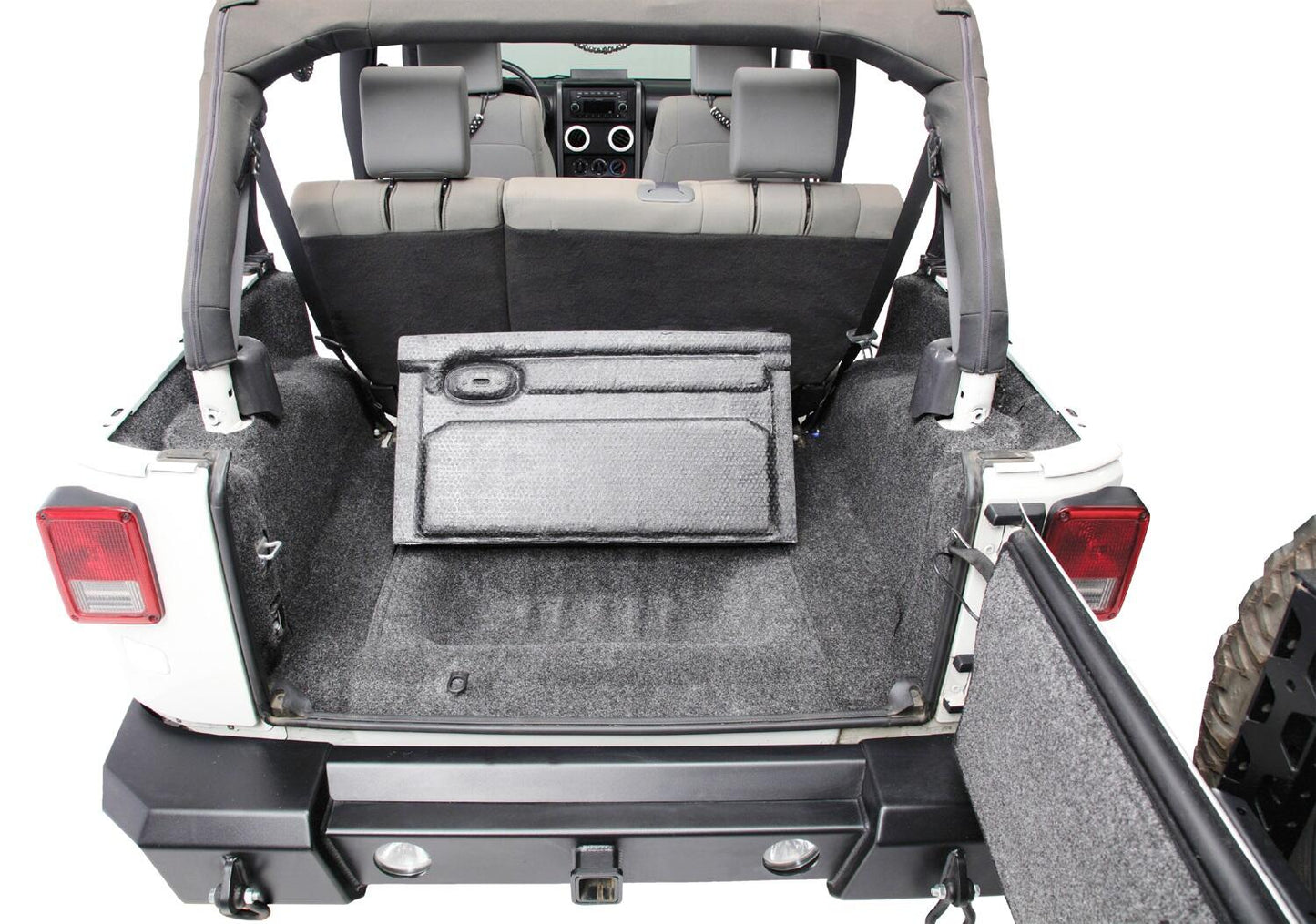 Jeep 07-10 JK Unltd 4Dr RR 5Pc Cargo Kit (Inc Tlgte & Tub Liner) Cargo Kit 5 pc. Rear Kit Incl. Drivers Wheel Well/ Passengers Wheel Well/ Rear Cargo Floor/ Tailgate And Tub Liner Charcoal BedRug