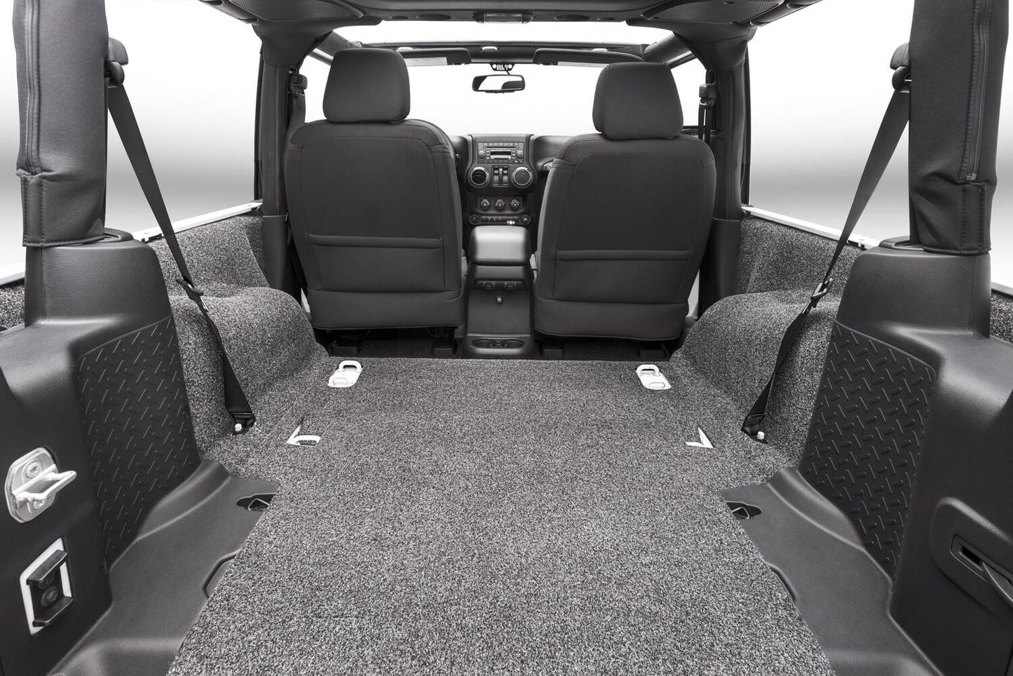 Jeep 11-18 Jeep JK 2Dr Rear 5Pc Cargo Kit (Includes Tailgate & Tub Liner) Cargo Kit 5 pc. Rear Kit Incl. Drivers Wheel Well/ Passengers Wheel Well/ Rear Cargo Floor/ Tailgate And Tub Liner Charcoal BedRug-4