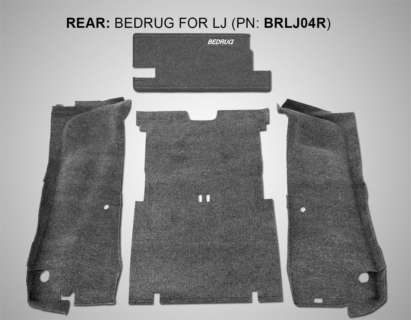 Jeep 03-06 Jeep LJ Unltd Rear 4Pc Cargo Kit (Inc Tlgte & Tub Liner) Cargo Kit 4 pc. Rear Kit Incl. Driver Left Hand Panel Passenger Right HandPanel Tailgate Cargo Liner w/o Gussets Charcoal BedRug-4
