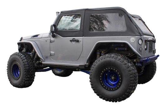 Black Sailcloth Bowless Soft Top w/ Tinted Windows for JK Wrangler w/ 2 Door RT Off Road