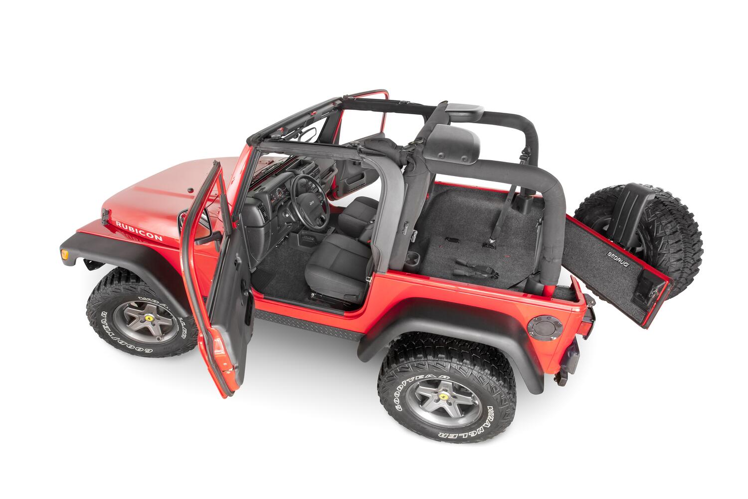 Jeep 97-06 Jeep Tj/Lj Front 3Pc Floor Kit (W Cntr Cnsl) - HT Shlds Floor Liner Kit 3 pc. 2 pc. Front 1 pc. Rear Replaces Factory Carpet Kit w/Center Console Incl. Heat Shields Charcoal BedRug-3