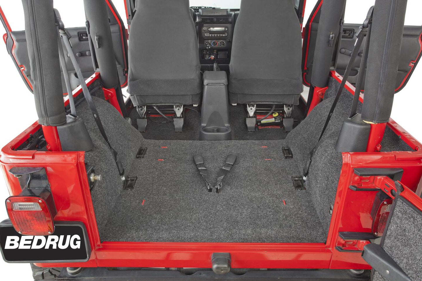 Jeep 97-06 Jeep TJ Rear Cargo Kit (Includes Tailgate) Cargo Kit 4 pc. Incl. Driver Left Hand Panel Passenger Right HandPanel Cargo Area Tailgate Replaces Factory Carpet Kit Charcoal BedRug-3