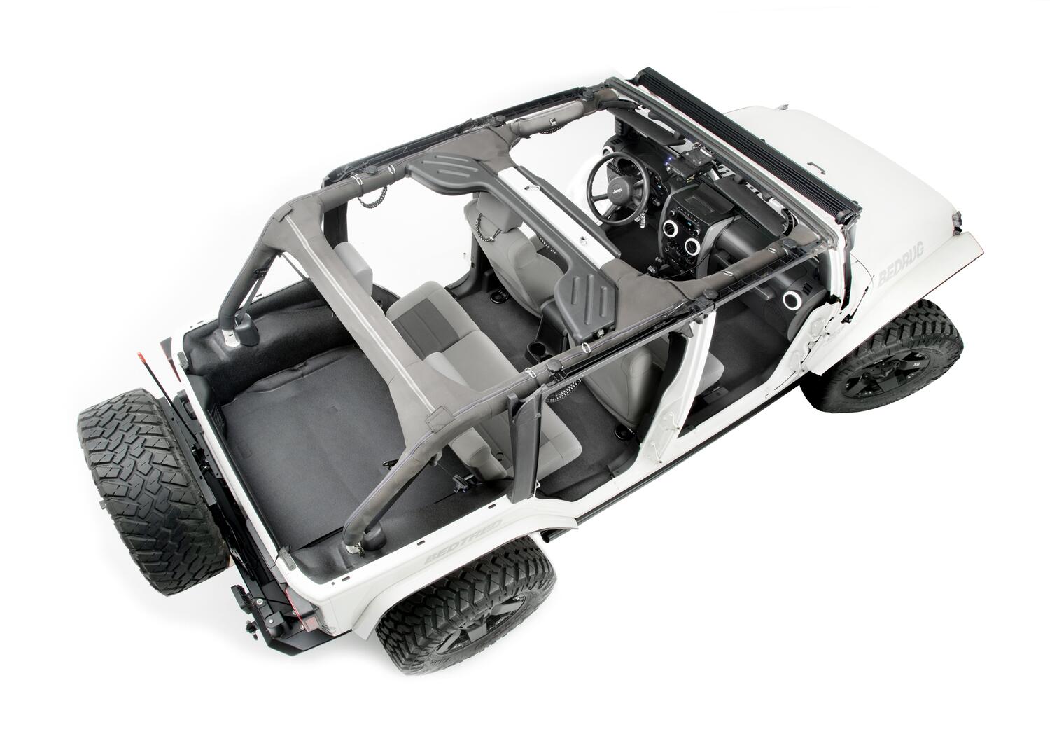 Jeep Bedtred 07-10 JK Unltd 4Dr RR 5Pc Cargo Kit Rear Kit Incl. Drivers Wheel Well/ Passengers Wheel Well/ Rear Cargo Floor/ Tailgate And Tub Liner Charcoal BedRug-2