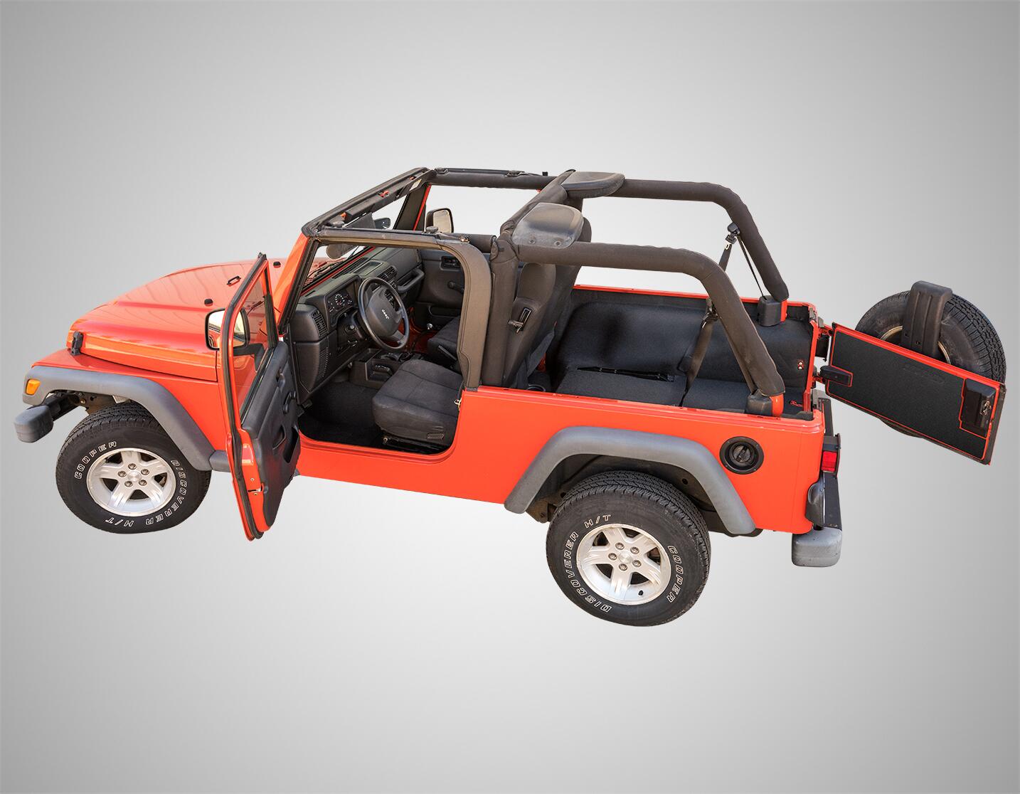 Jeep Bedtred 03-06 Jeep LJ Unltd Rear 4Pc Cargo Kit Incl. Driver Left Hand Panel Passenger Right HandPanel Cargo Area Tailgate Replaces Factory Carpet Kit Charcoal BedRug-4