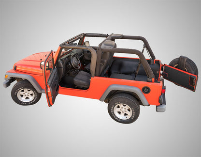 Jeep Bedtred 03-06 Jeep LJ Unltd Rear 4Pc Cargo Kit Incl. Driver Left Hand Panel Passenger Right HandPanel Cargo Area Tailgate Replaces Factory Carpet Kit Charcoal BedRug-4