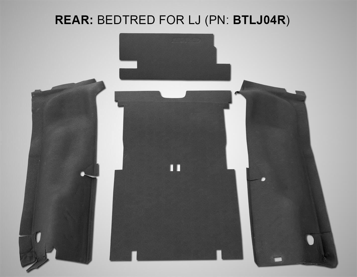 Jeep Bedtred 03-06 Jeep LJ Unltd Rear 4Pc Cargo Kit Incl. Driver Left Hand Panel Passenger Right HandPanel Cargo Area Tailgate Replaces Factory Carpet Kit Charcoal BedRug-5