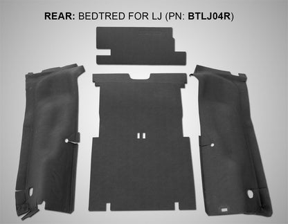 Jeep Bedtred 03-06 Jeep LJ Unltd Rear 4Pc Cargo Kit Incl. Driver Left Hand Panel Passenger Right HandPanel Cargo Area Tailgate Replaces Factory Carpet Kit Charcoal BedRug-5