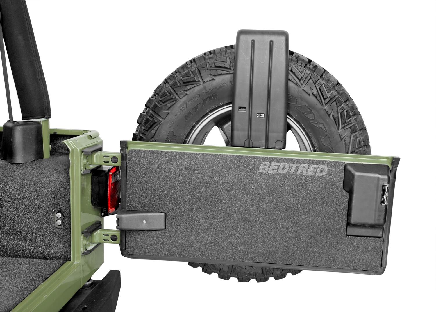 Jeep Bedtred 97-06 Jeep TJ 97-06 Rear 4Pc Cargo Kit Incl. Driver Left Hand Panel Passenger Right Hand Panel Cargo Area Tailgate Replaces Factory Carpet Kit Charcoal BedRug-4