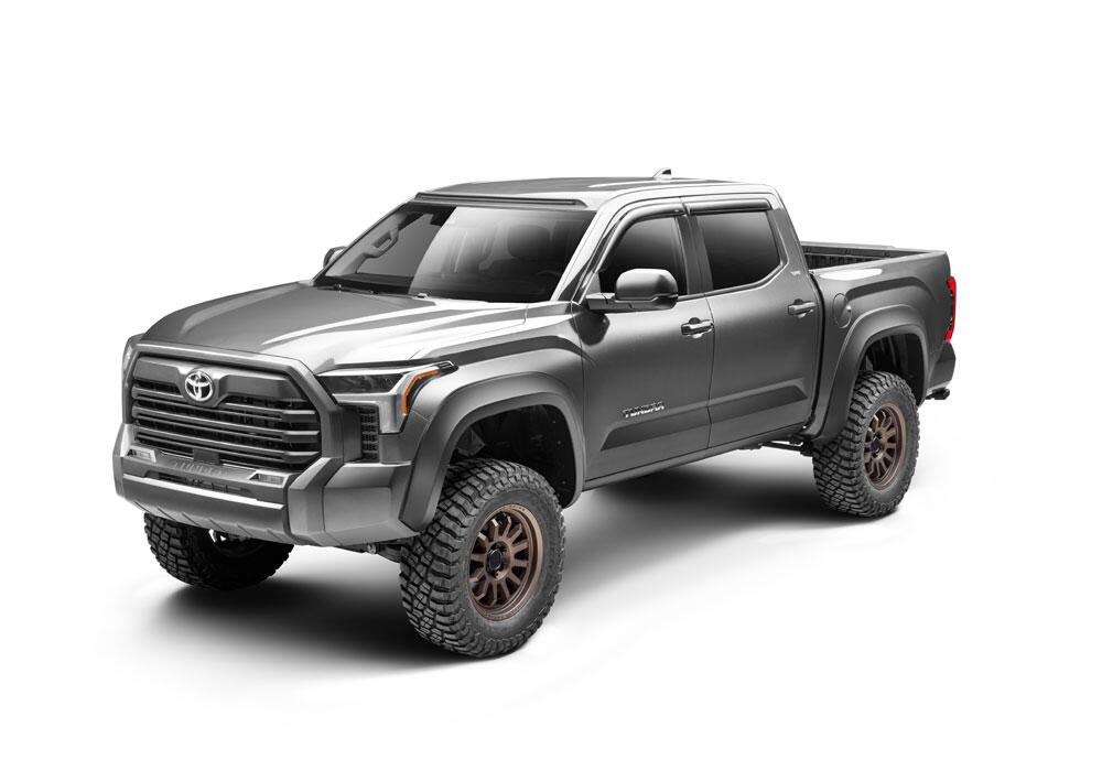 Black Extendafender Style Smooth Finish 4-Piece Fender Flare Set For 22-26 Toyota Tundra Bushwacker