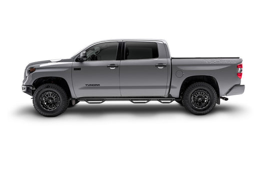 Nerf Step Bar Wheel-to-Wheel with Bed Access (3 Steps per Side) 3 Inch Main Tube Diameter 2001-2006 (2007 Classic) Chevy Silverado/GMC Sierra 2500 HD/3500 HD 6 Foot 6 Inch Bed Crew Cab Gloss Black NFab-1