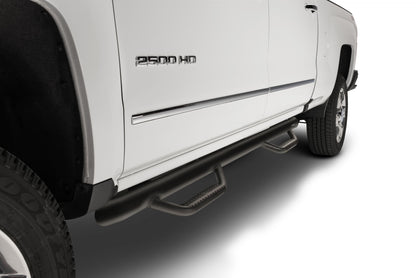 Nerf Step Bar Wheel-to-Wheel with Bed Access (3 Steps per Side) 3 Inch Main Tube Diameter 2001-2006 (2007 Classic) Chevy Silverado/GMC Sierra 8' Bed Crew Cab Textured Black N Fab NFab-2