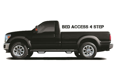 Nerf Step Bar Wheel-to-Wheel with Bed Access (2 Steps per Side) 3 Inch Main Tube Diameter 2007-2013 Chevy Silverado/GMC Sierra 1500/2007-2010 2500 HD/3500 HD Regular Cab with Single Rear Wheels Gloss Black N Fab NFab-6