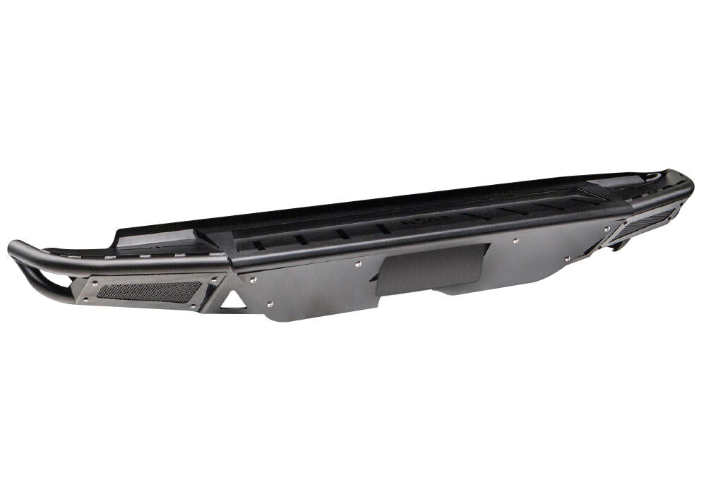 RBS PreRunner Rear Bumper Pre-Runner Style with Brushed Aluminum Skid Plate Works with Factory Hitch 2007-2013 Chevy Silverado/GMC Sierra 1500 Black N Fab NFab