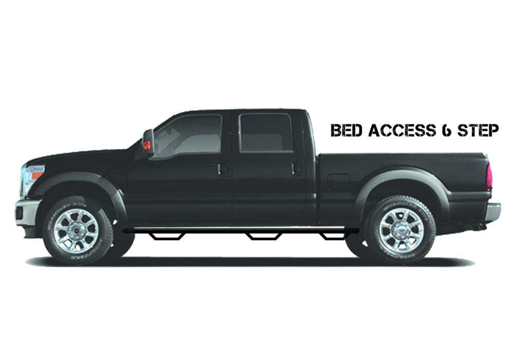 Nerf Step Bar Wheel-to-Wheel with Bed Access (3 Steps per Side) 3 Inch Main Tube Diameter 2011-2014 Chevy Silverado/GMC Sierra 2500 HD/3500 HD with Single Rear Wheels Textured Black N Fab NFab-4