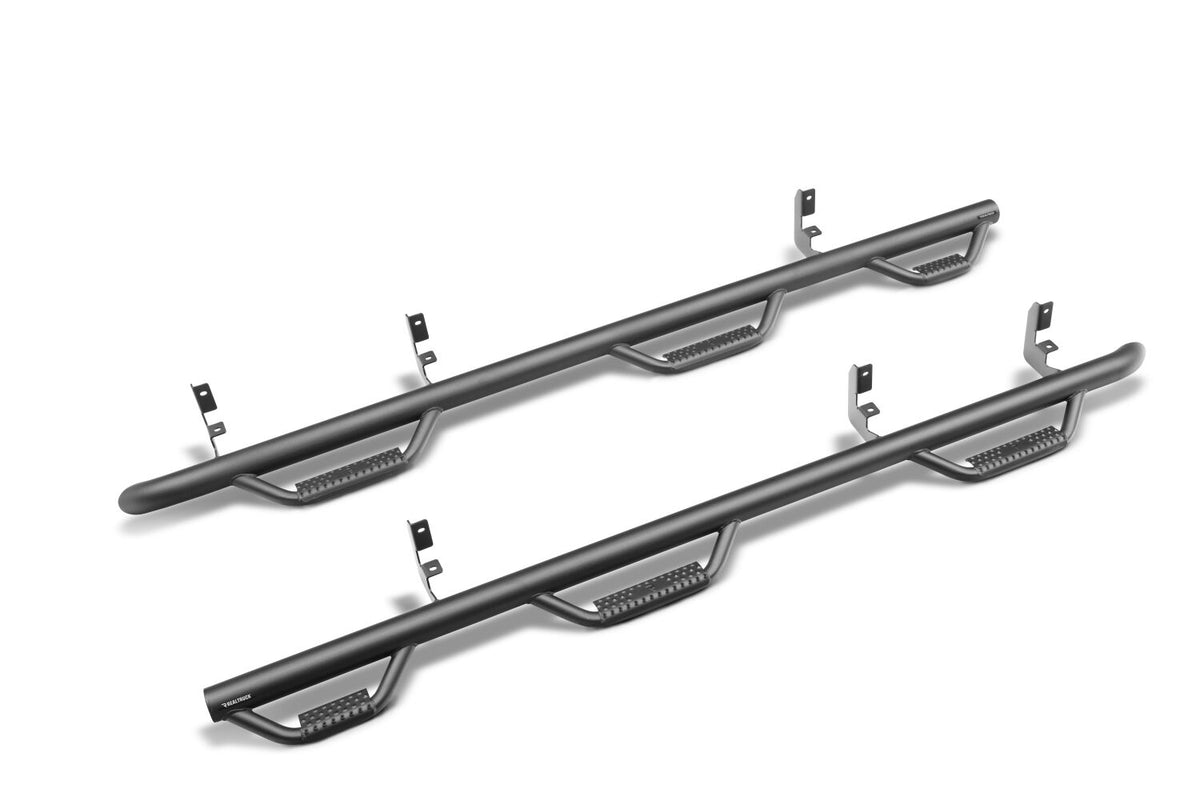 Nerf Step Bar Wheel-to-Wheel with Bed Access (3 Steps per Side) 3 Inch Main Tube Diameter 2019 (New Body Style)-2026 Chevy Silverado/GMC Sierra 5' 9 Inch Bed Crew Cab Textured Black N Fab NFab