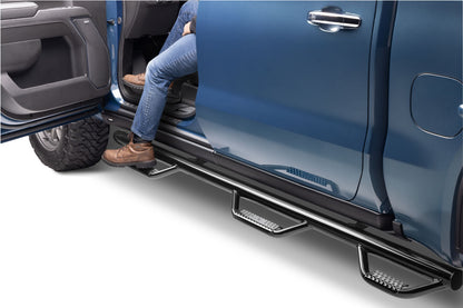 Nerf Step Bar Wheel-to-Wheel with Bed Access (3 Steps per Side) 3 Inch Main Tube Diameter 2019 (New Body Style)-2025 Chevy Silverado/GMC Sierra 5 Foot 9 Inch Bed Crew Cab Gloss Black NFab-5