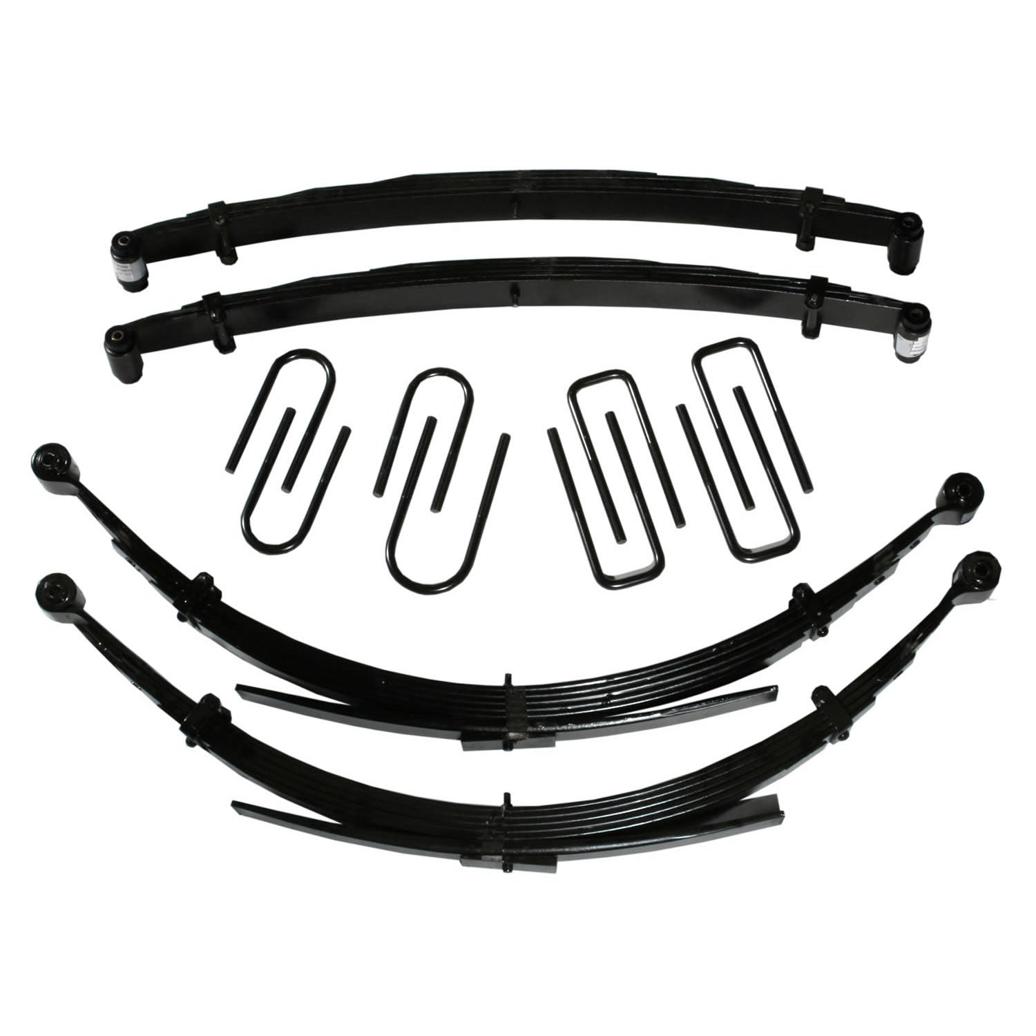 Lift Kit 2.5 Inch Lift 69-73 Chevrolet K10 Pickup 69-72 Chevrolet K20 Pickup 69-72 GMC K15/K1500 Pickup 69-72 GMC K25/K2500 Pickup For Use w/52 Inch Rear Springs Includes Front/Rear Leaf Springs Front/Rear U Bolt Kits Bushing Kit Skyjacker