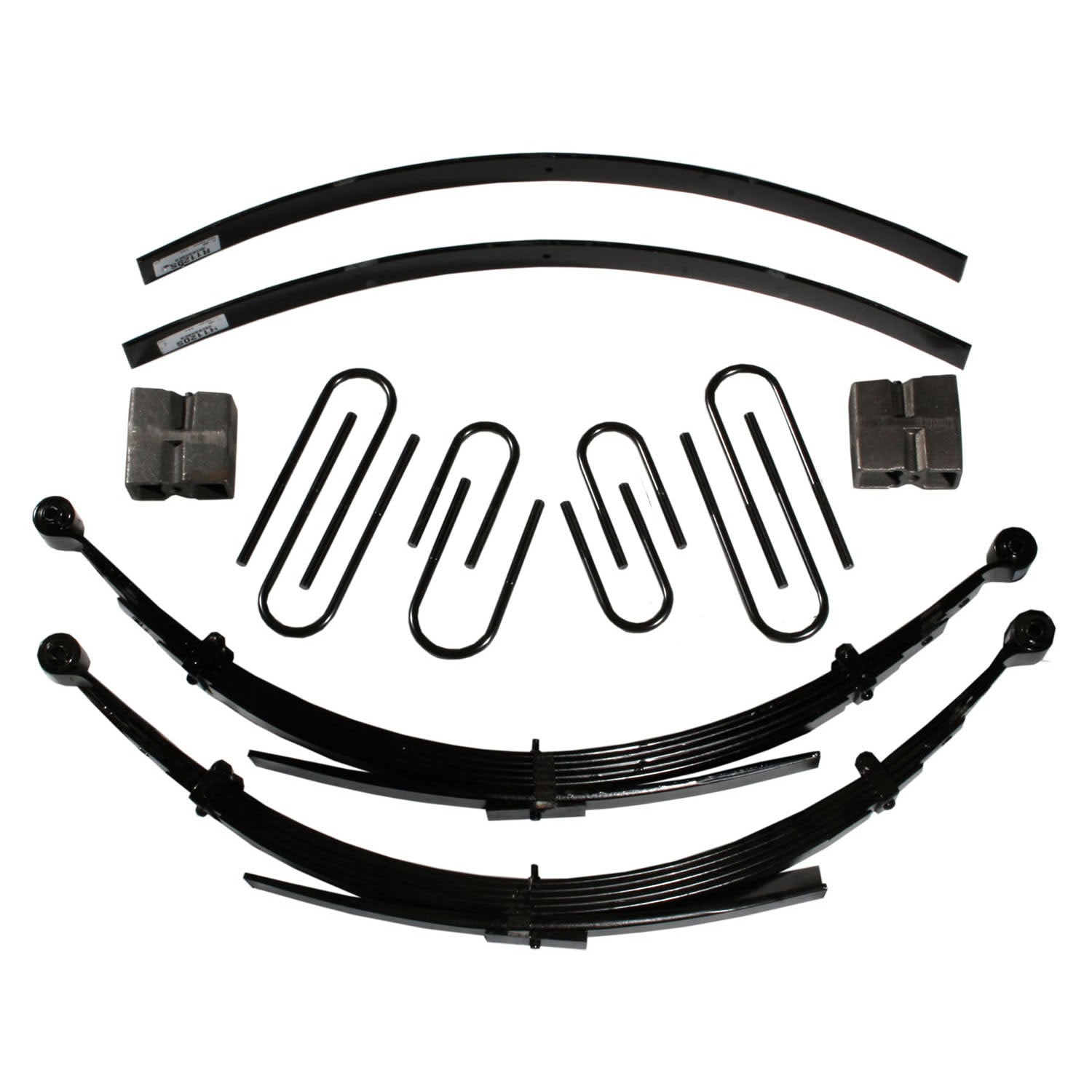 Lift Kit 8 Inch Lift 67-73 Chevrolet K10 Pickup Includes Front Leaf Springs Front/Rear U Bolt Kits Bushing Kit Rear Block Brake Line Bracket Rear Add-A-Leafs Skyjacker