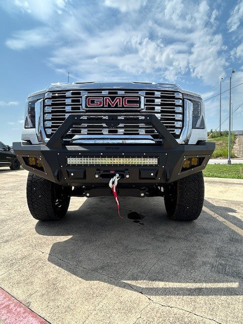 A2 Front Bumper Sport For 2024-2026 Sierra 2500/3500 HD Sensor Cutouts Without Mesh Grill Bodyguard Bumpers-2