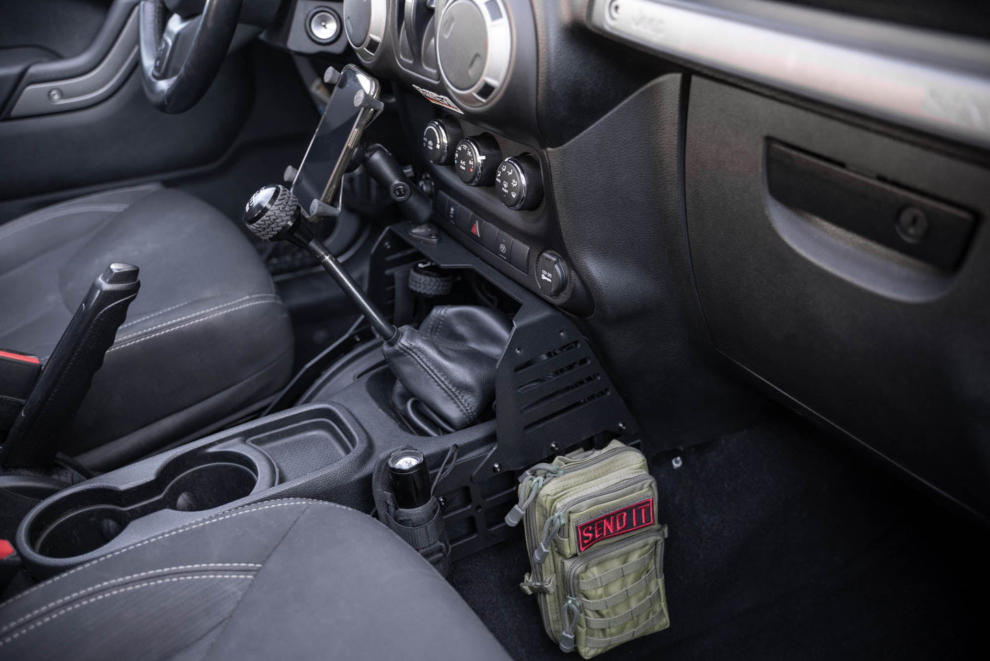 2007 2018 Jeep Wrangler Center Console Molle Panels Device Bridge DV8 Offroad-7