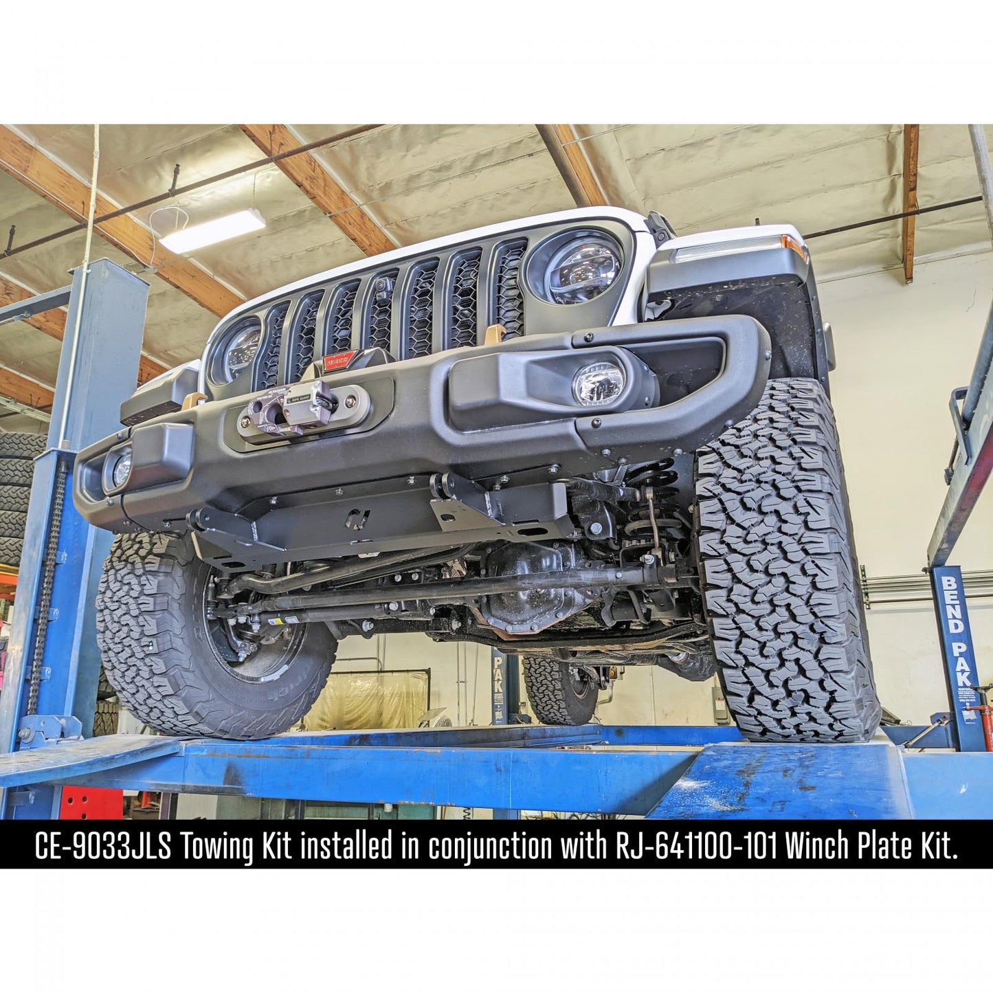 Tow Bar Mounting Kit 18-Up Wrangler JL 20-Up Gladiator w/Bumper Bolt-On Includes Mounting Plate Tow Bar Attaching Forks Hardware For Use w/ CE-9033F RockJock 4x4-2