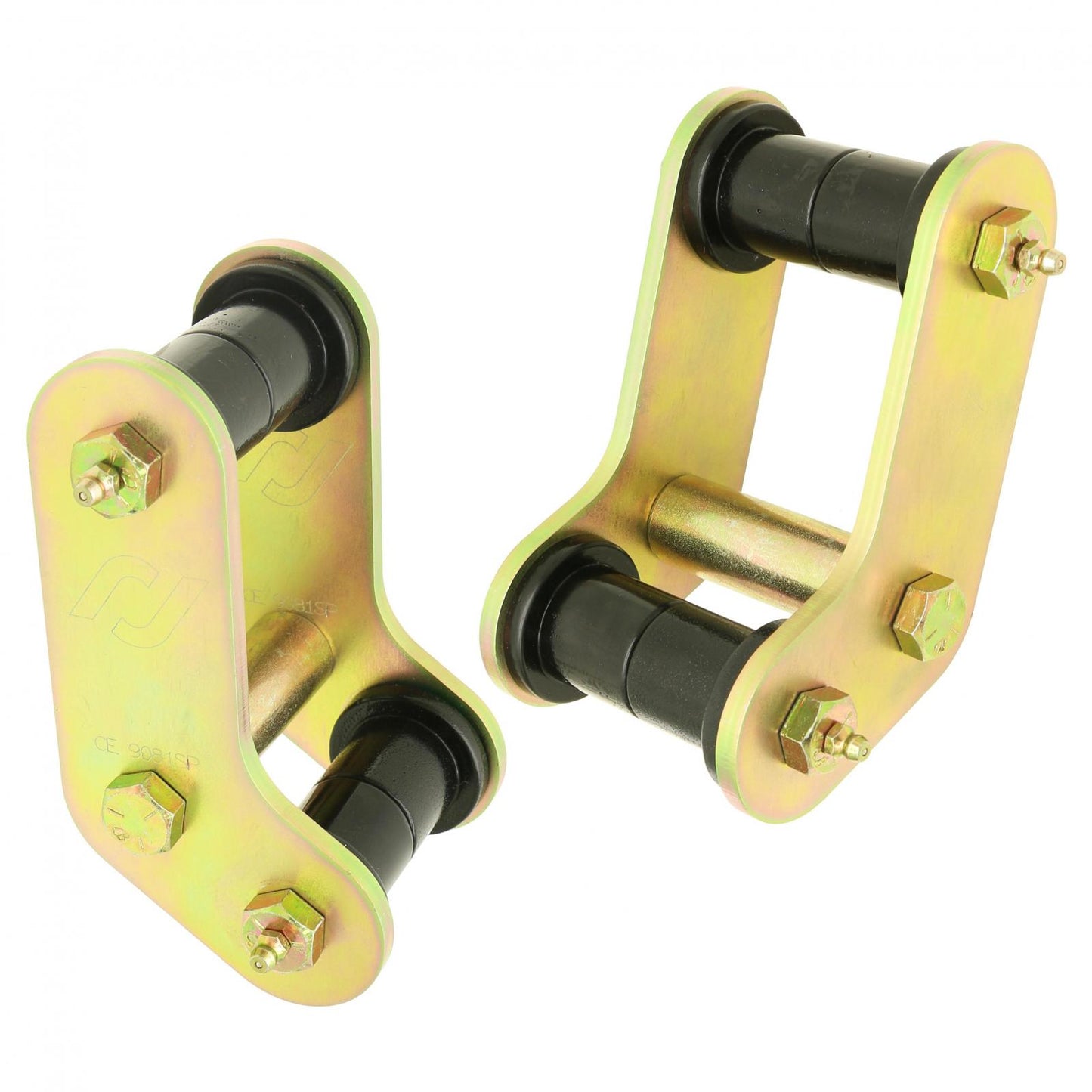 Boomerang Leaf Spring Shackles 87-95 Wrangler YJ Rear Includes Urethane Bushings HD Greasable Bolts Pair RockJock 4x4-3
