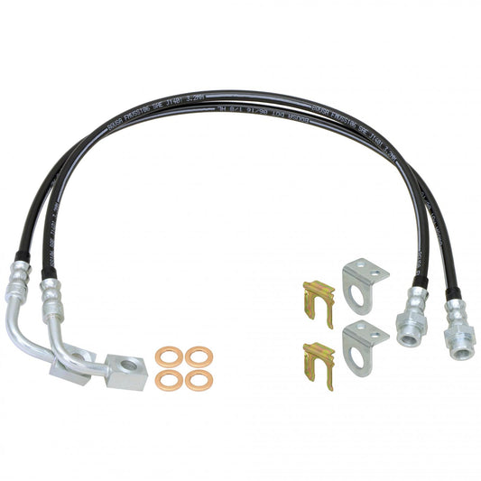 Brake Hose Kit 07-18 Wrangler JK Front Or Rear Includes Frame Tabs Clips Copper Washers For Use w/Antirock System 23.5 Inch Long Pair RockJock 4x4