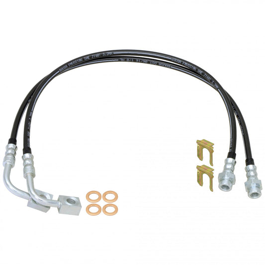 Brake Hose Kit 07-18 Wrangler JK Rear Includes Frame Tabs Clips Copper Washers For Use w/o Antirock System 23.5 Inch Long Pair RockJock 4x4