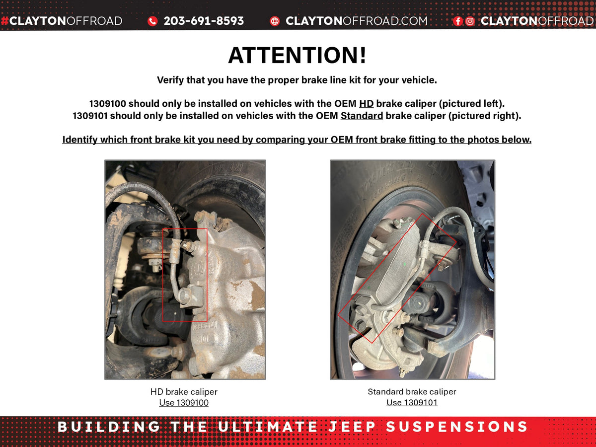 Jeep HD Front Brake Lines 36", 2018+, JL/JT Clayton Off Road-1